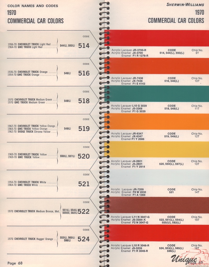 1970 GMC Truck Paint Charts Williams 0